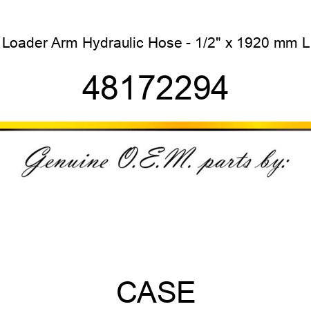 Loader Arm Hydraulic Hose - 1/2" x 1920 mm L 48172294