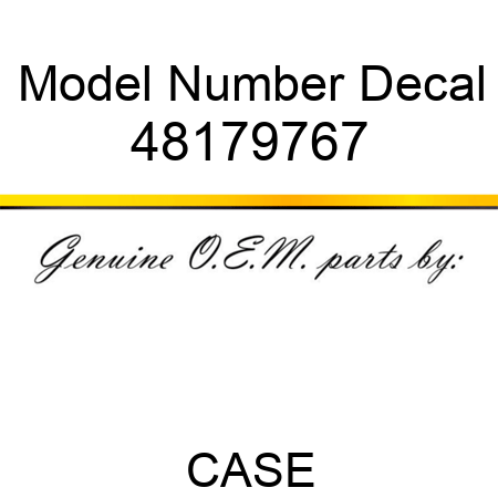 Model Number Decal 48179767