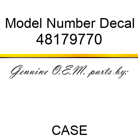 Model Number Decal 48179770