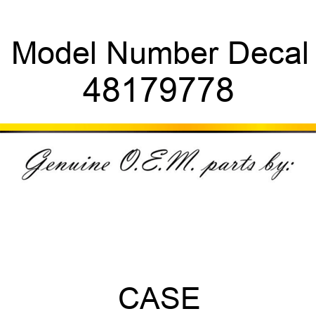 Model Number Decal 48179778