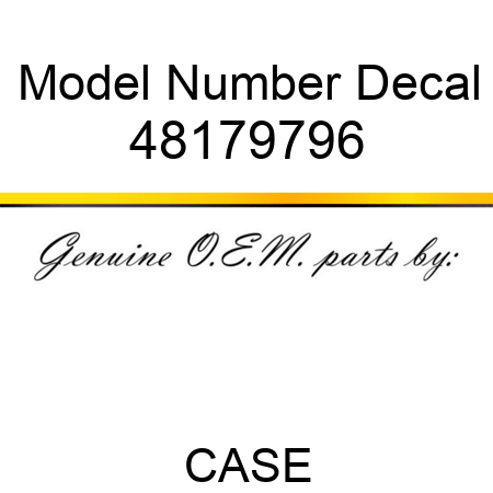 Model Number Decal 48179796
