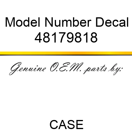Model Number Decal 48179818