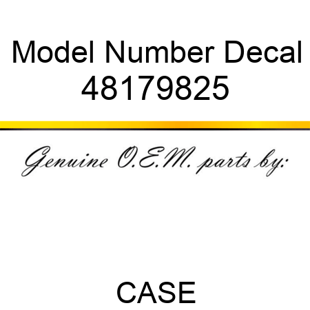 Model Number Decal 48179825