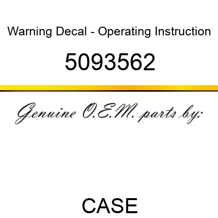 Warning Decal - Operating Instruction 5093562