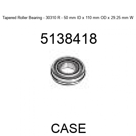 Tapered Roller Bearing - 30310 R - 50 mm ID x 110 mm OD x 29.25 mm W 5138418