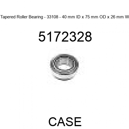 Tapered Roller Bearing - 33108 - 40 mm ID x 75 mm OD x 26 mm W 5172328
