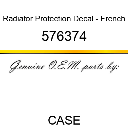 Radiator Protection Decal - French 576374