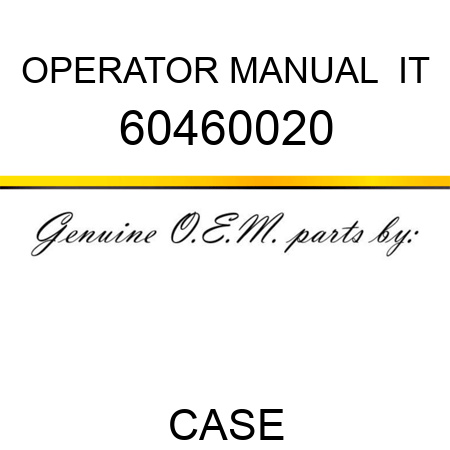 OPERATOR MANUAL  IT 60460020