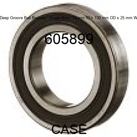 Deep Groove Ball Bearing - Single Row - 75 mm ID x 130 mm OD x 25 mm W 605899