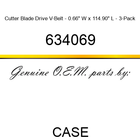 Cutter Blade Drive V-Belt - 0.66" W x 114.90" L - 3-Pack 634069
