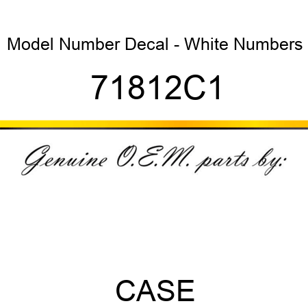 Model Number Decal - White Numbers 71812C1