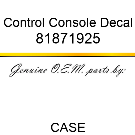 Control Console Decal 81871925