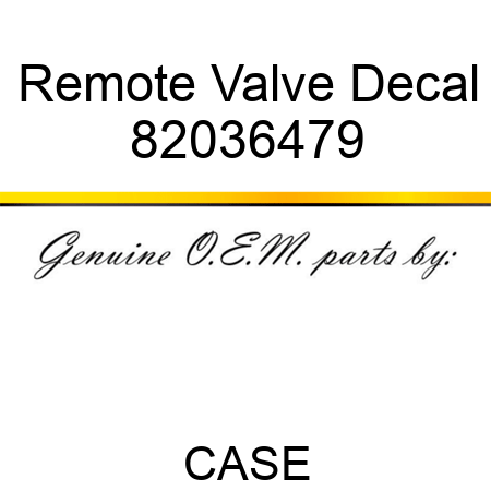 Remote Valve Decal 82036479