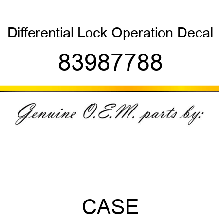 Differential Lock Operation Decal 83987788