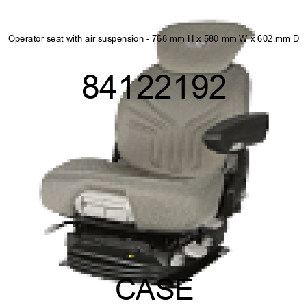 Operator seat with air suspension - 768 mm H x 580 mm W x 602 mm D 84122192