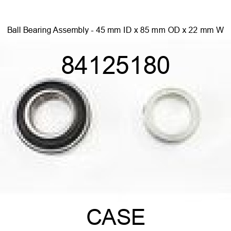 Ball Bearing Assembly - 45 mm ID x 85 mm OD x 22 mm W 84125180