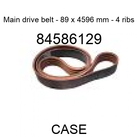 Main drive belt - 89 x 4596 mm - 4 ribs 84586129