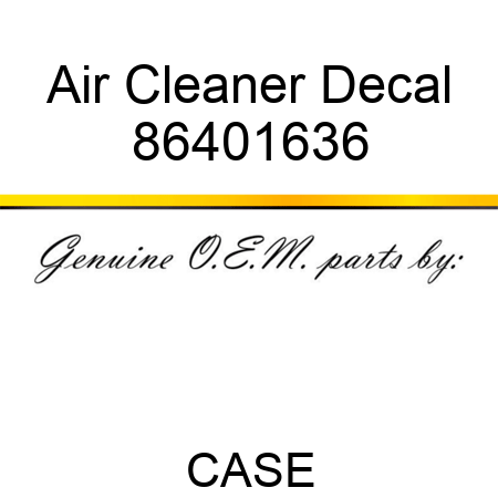 Air Cleaner Decal 86401636