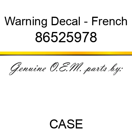 Warning Decal - French 86525978