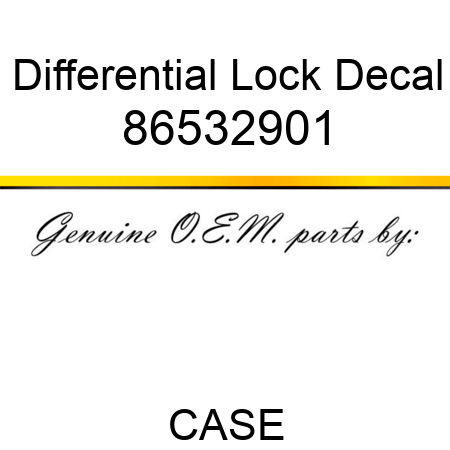 Differential Lock Decal 86532901
