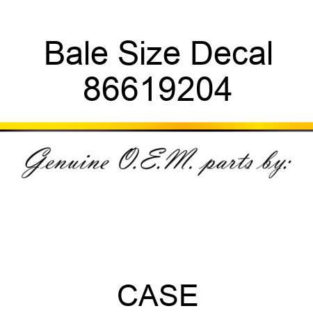 Bale Size Decal 86619204