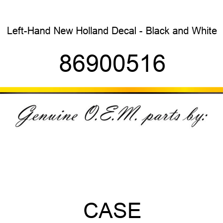 Left-Hand New Holland Decal - Black and White 86900516