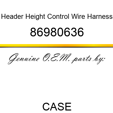Header Height Control Wire Harness 86980636