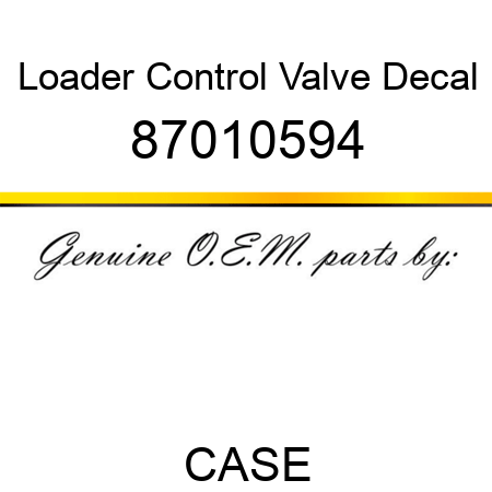 Loader Control Valve Decal 87010594