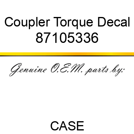 Coupler Torque Decal 87105336