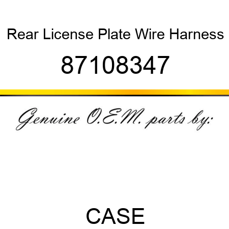Rear License Plate Wire Harness 87108347