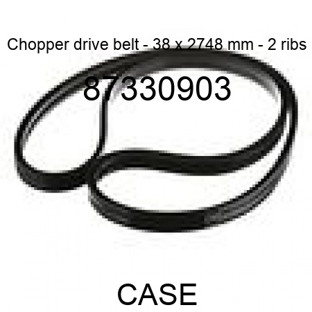 Chopper drive belt - 38 x 2748 mm - 2 ribs 87330903