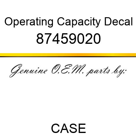 Operating Capacity Decal 87459020