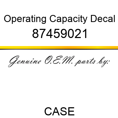 Operating Capacity Decal 87459021