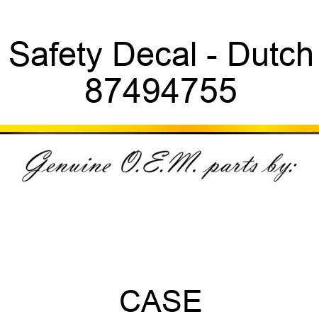 Safety Decal - Dutch 87494755