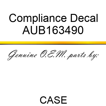 Compliance Decal AUB163490