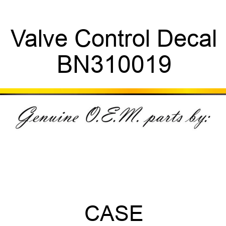 Valve Control Decal BN310019