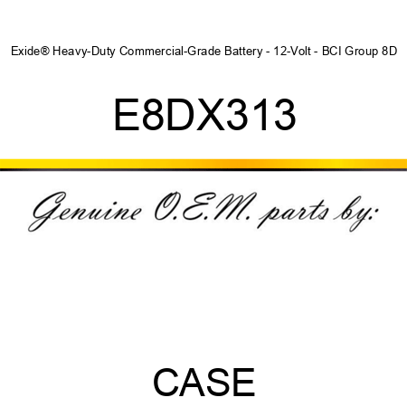 Exide® Heavy-Duty Commercial-Grade Battery - 12-Volt - BCI Group 8D E8DX313