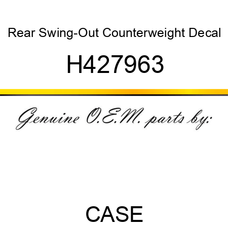 Rear Swing-Out Counterweight Decal H427963