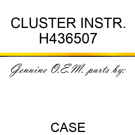 CLUSTER, INSTR. H436507