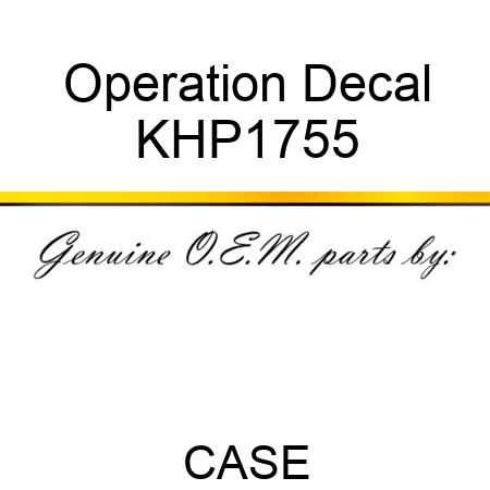 Operation Decal KHP1755