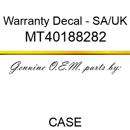 Warranty Decal - SA/UK MT40188282