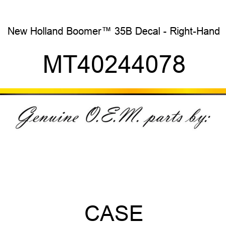 New Holland Boomer™ 35B Decal - Right-Hand MT40244078