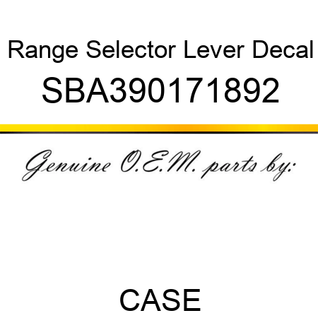 Range Selector Lever Decal SBA390171892