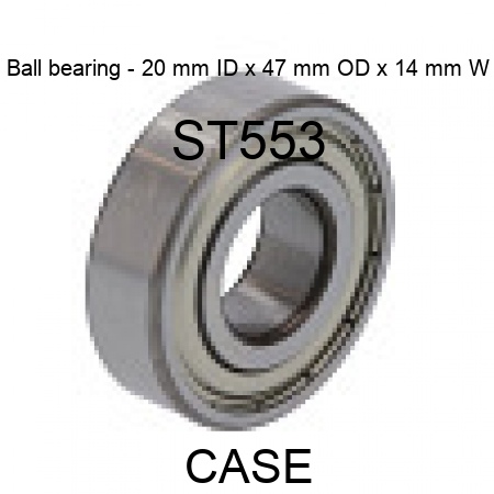 Ball bearing - 20 mm ID x 47 mm OD x 14 mm W ST553
