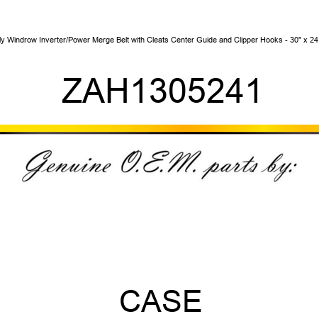 2-Ply Windrow Inverter/Power Merge Belt with Cleats, Center Guide and Clipper Hooks - 30" x 241.2" ZAH1305241