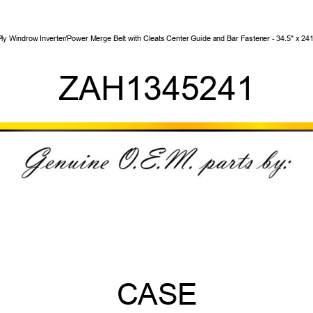 2-Ply Windrow Inverter/Power Merge Belt with Cleats, Center Guide and Bar Fastener - 34.5" x 241.5" ZAH1345241