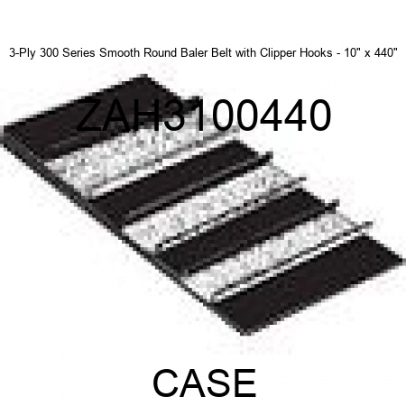 3-Ply 300 Series Smooth Round Baler Belt with Clipper Hooks - 10" x 440" ZAH3100440