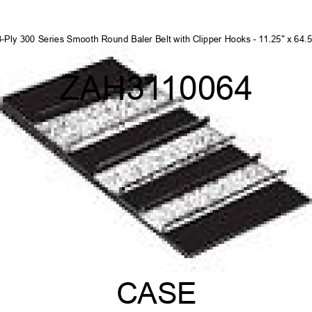 3-Ply 300 Series Smooth Round Baler Belt with Clipper Hooks - 11.25" x 64.5" ZAH3110064