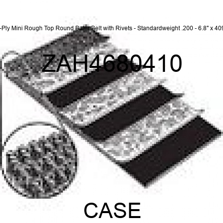 3-Ply Mini Rough Top Round Baler Belt with Rivets - Standardweight .200 - 6.8" x 409" ZAH4680410