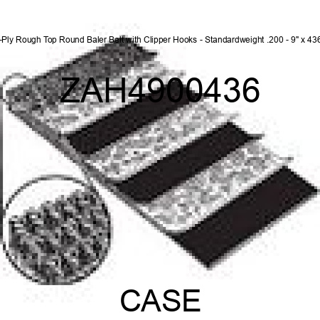3-Ply Rough Top Round Baler Belt with Clipper Hooks - Standardweight .200 - 9" x 436" ZAH4900436